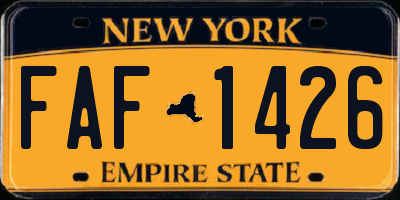 NY license plate FAF1426