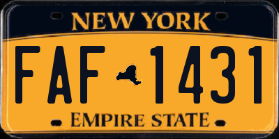 NY license plate FAF1431