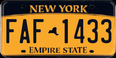 NY license plate FAF1433