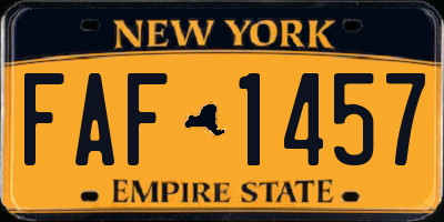 NY license plate FAF1457