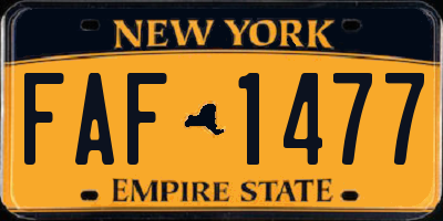 NY license plate FAF1477