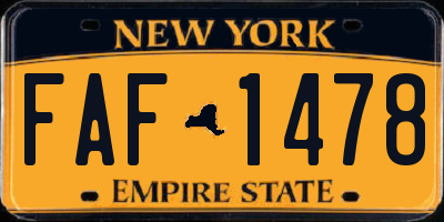 NY license plate FAF1478