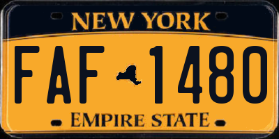 NY license plate FAF1480