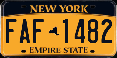 NY license plate FAF1482