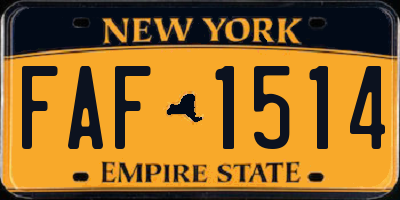 NY license plate FAF1514