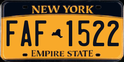 NY license plate FAF1522