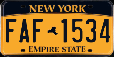 NY license plate FAF1534