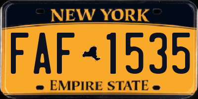 NY license plate FAF1535