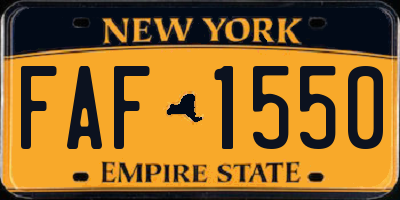 NY license plate FAF1550