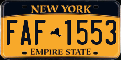 NY license plate FAF1553