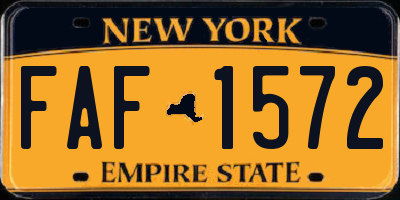 NY license plate FAF1572