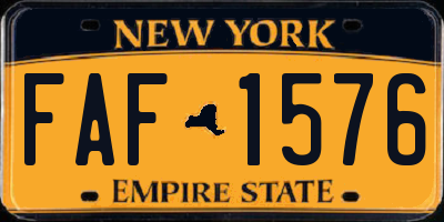 NY license plate FAF1576
