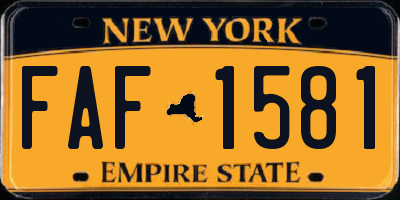 NY license plate FAF1581