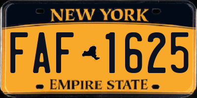 NY license plate FAF1625
