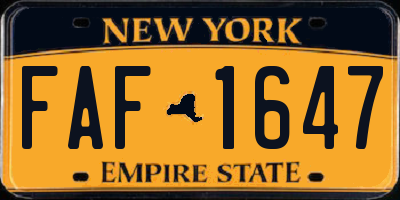 NY license plate FAF1647