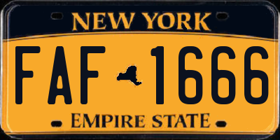 NY license plate FAF1666