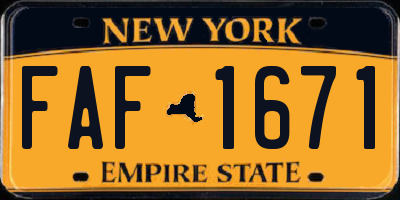 NY license plate FAF1671