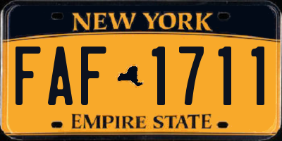 NY license plate FAF1711