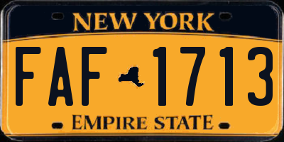 NY license plate FAF1713