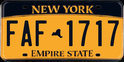 NY license plate FAF1717
