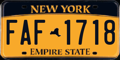NY license plate FAF1718