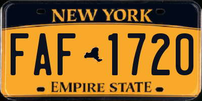 NY license plate FAF1720
