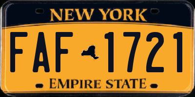 NY license plate FAF1721