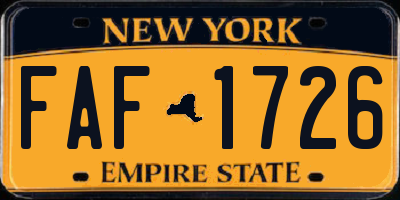 NY license plate FAF1726
