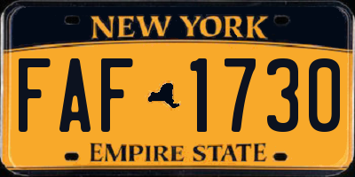 NY license plate FAF1730