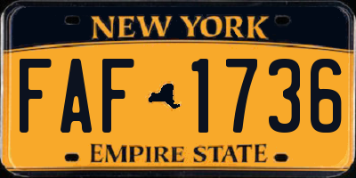 NY license plate FAF1736