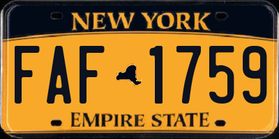 NY license plate FAF1759