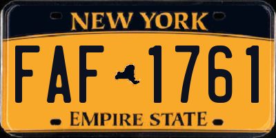NY license plate FAF1761