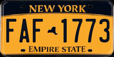 NY license plate FAF1773