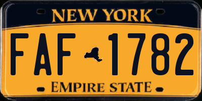 NY license plate FAF1782