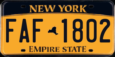 NY license plate FAF1802