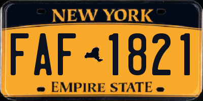 NY license plate FAF1821