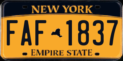 NY license plate FAF1837