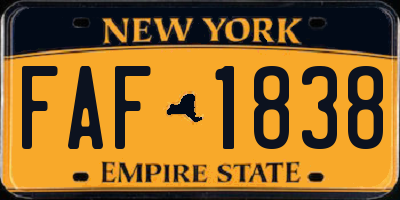 NY license plate FAF1838