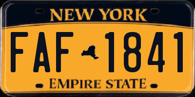 NY license plate FAF1841