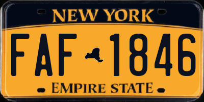 NY license plate FAF1846
