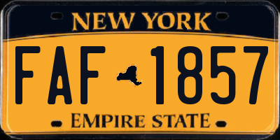 NY license plate FAF1857