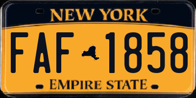 NY license plate FAF1858