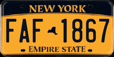 NY license plate FAF1867