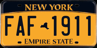 NY license plate FAF1911