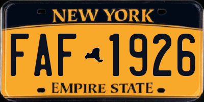 NY license plate FAF1926