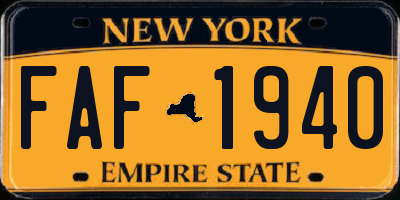 NY license plate FAF1940