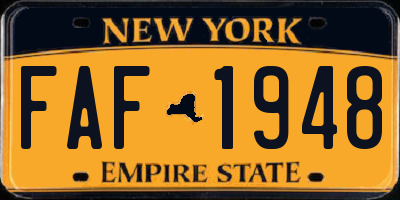 NY license plate FAF1948
