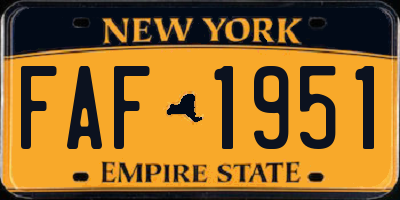 NY license plate FAF1951