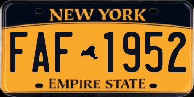NY license plate FAF1952