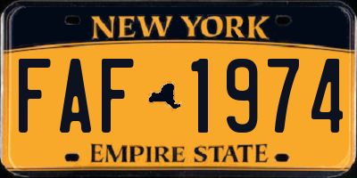 NY license plate FAF1974